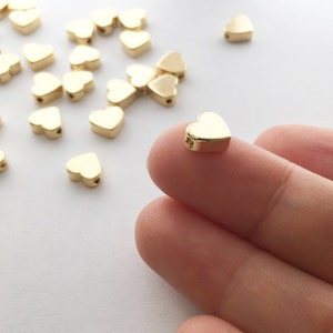 10pcs GOLD Heart Charms Polished Gold Plated over Brass Jewelry Findings Stamping blank brass blanks 10PFH-G image 4