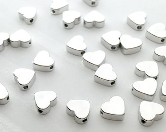 10pcs SILVER Heart Charm Silver Stamping Blank Charms Silver plated silver blanks bracelet supplies Necklace supplies 10PFH-S