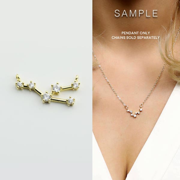 Gold Plated Taurus Constellation Pendant Crystal Zodiac Constellation Connector MignonandMignon Constellation Necklace - GZCP-TA