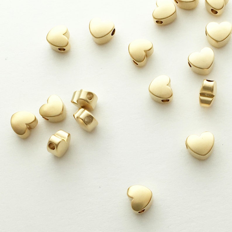 10pcs GOLD Heart Charm, Craft supplies Tools, Jewelry Supply, Beading supplies, Pendants DIY Jewelry 10PCH-G image 1