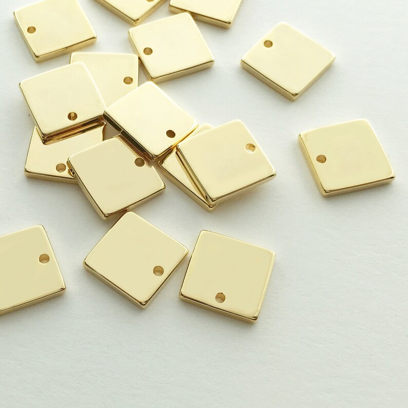 4pcs GOLD Personalized Stamping Blank Square Charm, Ready to stamp, Jewelry Supply, Craft Supplies, Mignon and Mignon Supply 4PSC-G image 2