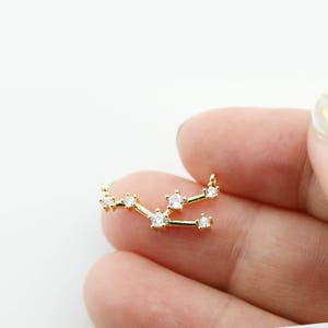 Gold Plated Taurus Constellation Pendant Crystal Zodiac Constellation Connector MignonandMignon Constellation Necklace GZCP-TA image 5