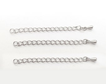 10 Pcs SILVER plated Chain Extender, Jewelry Supply, Craft Supplies, 2" add Necklace extender Extension Chain Bracelet extender 10PEXT-S