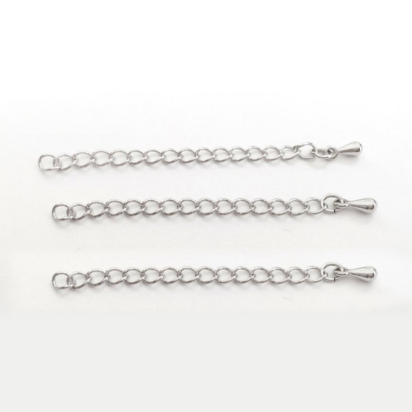 10 Pcs SILVER plated Chain Extender, Jewelry Supply, Craft Supplies, 2" add Necklace extender Extension Chain Bracelet extender 10PEXT-S