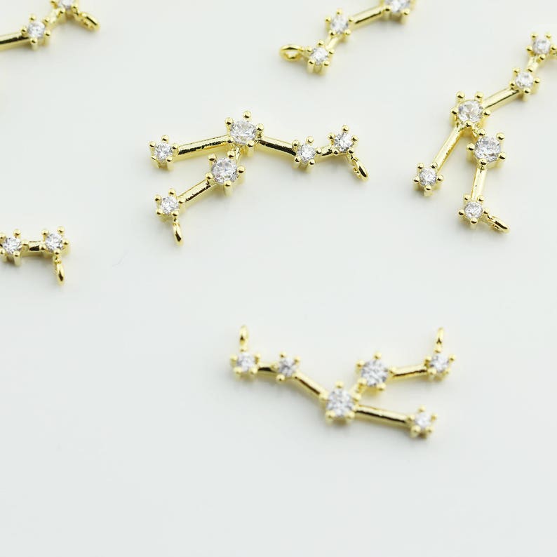 Gold Plated Taurus Constellation Pendant Crystal Zodiac Constellation Connector MignonandMignon Constellation Necklace GZCP-TA image 3