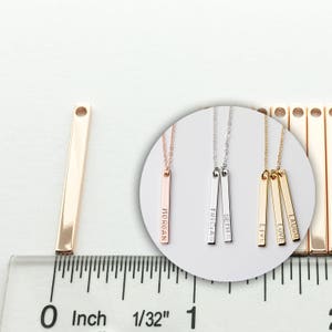 4pcs ROSEGOLD #6 vertical bar pendant, Blank Bar, Ready to stamp, Jewelry Supply, Craft Supplies, Mignon and Mignon Supply 4P6-R