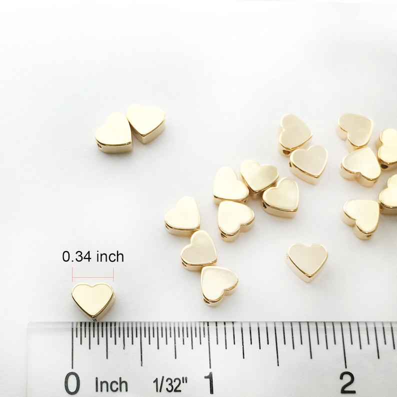 Gold Heart Charms Bulk 4 Pcs Heart Initial Tiny Heart Charm Etsy
