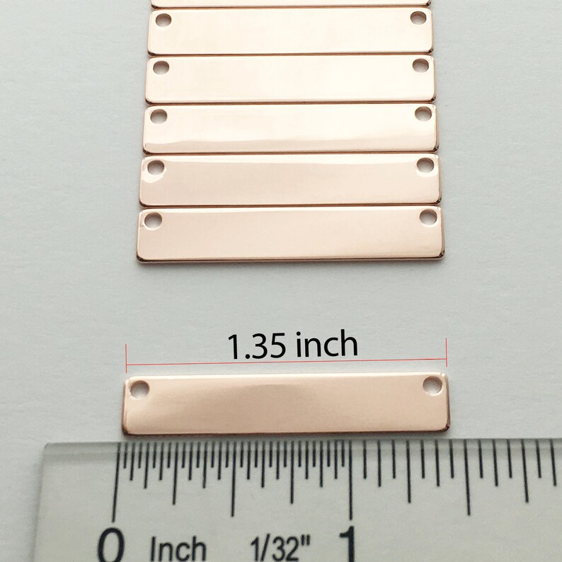 10pcs ROSEGOLD #4 Bar Pendant Personalized Stamping Blank Bar, 16K Rose gold plated brass, Jewelry Supply, Craft Supplies, Name plate 10P4-R Bild 3