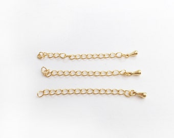 10 Pcs GOLD plated Chain Extender, Jewelry Supply, Craft Supplies, 2" add Necklace extender Extension Chain Bracelet extender 10PEXT-G