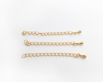 10 Pcs GOLD plated Chain Extender, Jewelry Supply, Craft Supplies, 2" add Necklace extender Extension Chain Bracelet extender 10PEXT-G