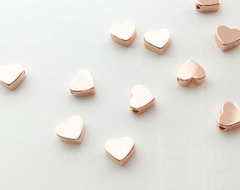 10pcs ROSEGOLD Heart Charms Polished Rose Gold Plated over Brass Jewelry Findings Stamping blank brass blanks 10PFH-R