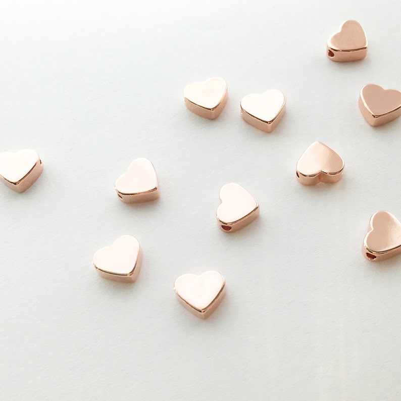 4 Rose gold Heart Charms Polished Rose Gold Plated over Brass Jewelry Findings Stamping blank brass blanks 4PFH-R