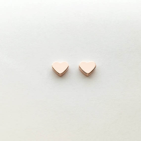 4pcs ROSEGOLD Heart Charms Polished Rose Gold Plated over Brass Jewelry Findings Stamping blank brass blanks 4PFH-R