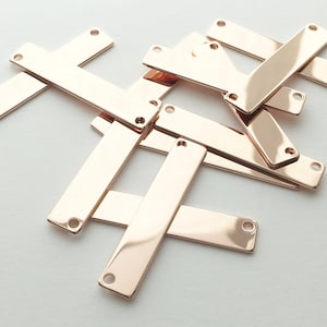10pcs ROSEGOLD #4 Bar Pendant Personalized Stamping Blank Bar, 16K Rose gold plated brass, Jewelry Supply, Craft Supplies, Name plate 10P4-R Bild 2