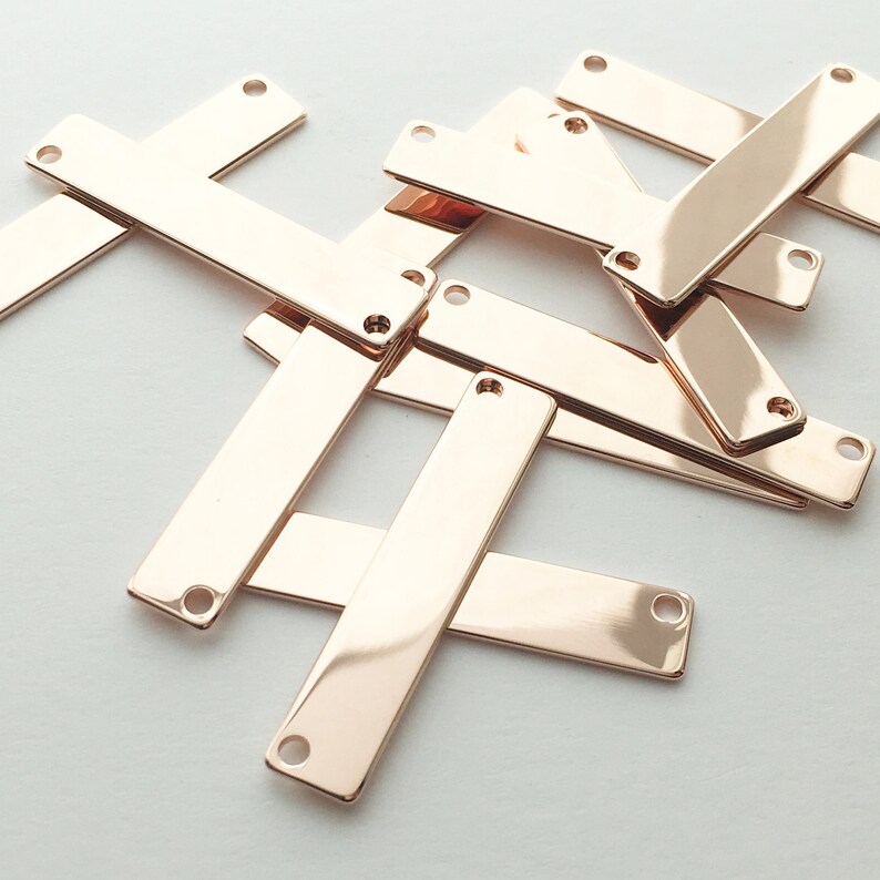 10pcs ROSEGOLD #4 Bar Pendant Personalized Stamping Blank Bar, 16K Rose gold plated brass, Jewelry Supply, Craft Supplies, Name plate 10P4-R Bild 2