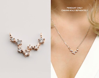 Rose Gold Plated Pisces Constellation Pendant Crystal Zodiac Constellation Connector MignonandMignon Constellation Necklace - RZCP-PI