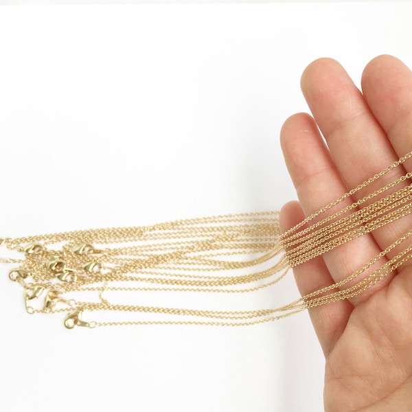 10 pcs DAINTY GOLD necklace chain, Brass Chain, Bar Chain, Mignon and Mignon Supply 10PCHND-G