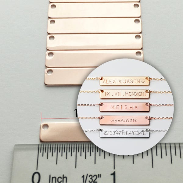 4pcs ROSEGOLD #4 Personalized Stamping Blank Bar, Ready to stamp, Jewelry Supply, Craft Supplies, Mignon and Mignon Supply 4P4-R