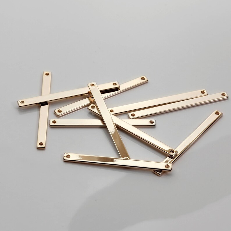 Mignon and Mignon 4Pcs Rose Gold Skinny Stamping Blank Bar Craft Supplies Jewelry Supply Ready to Stamp Horizontal Pendant 4P12-R