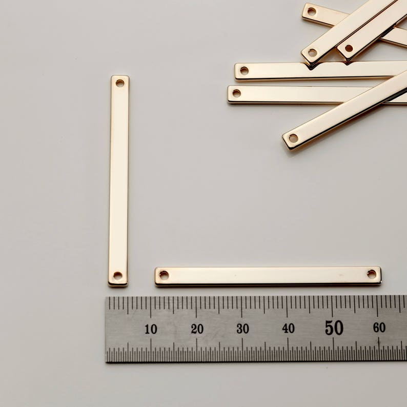 Mignon and Mignon 4Pcs Rose Gold Skinny Stamping Blank Bar Craft Supplies Jewelry Supply Ready to Stamp Horizontal Pendant 4P12-R