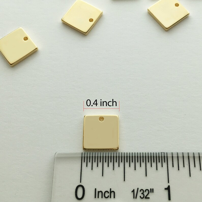 4pcs GOLD Personalized Stamping Blank Square Charm, Ready to stamp, Jewelry Supply, Craft Supplies, Mignon and Mignon Supply 4PSC-G image 3