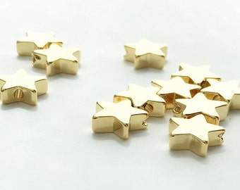 10pcs GOLD Star Charm Jewelry Beading supplies, Craft Supplies Tools, Beads Celestial Beads 10PFS-G