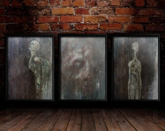 3 Print Set - Dead City of Angels - Art Print, Heavenfield, Dark Science-Fiction, Gift, Wall Art, Digital Print (Prints Only)