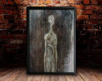 Statue from the Dead City of Angels I, Art Print, Heavenfield, Dark Science-Fiction, Gift, Wall Art, Digital Print (Print Only)