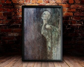 Statue from the Dead City of Angels III, Art Print, Heavenfield, Dark Science-Fiction, Gift, Wall Art, Digital Print (Print Only)