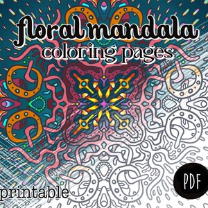 Author mandala coloring pages for adults. Printable files, digital pdf download