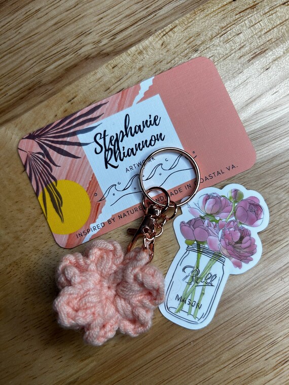 Skineat Set 2 Portachiavi A Sfera Con Fiore E Cuore - Portachiavi In Lega Dorata Con Cristallo - Regalo Per Donne