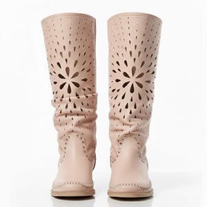 STELLA - Botas de piel de becerro suave en polvo - Hippie - Montar a caballo - Botas gitanas - Zapatos descalzos - Botas hechas a mano - Inca
