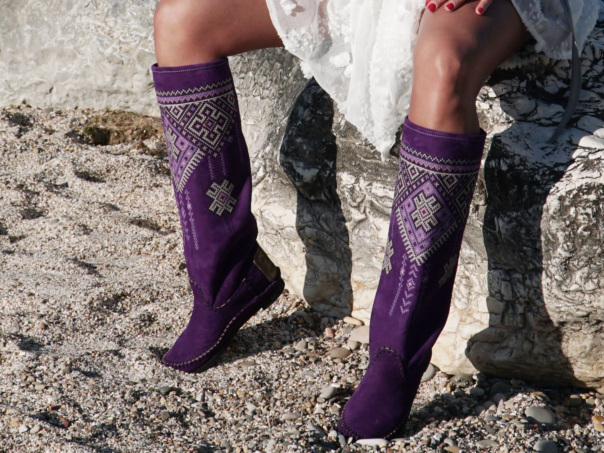 Purple Knee High Boots - Etsy