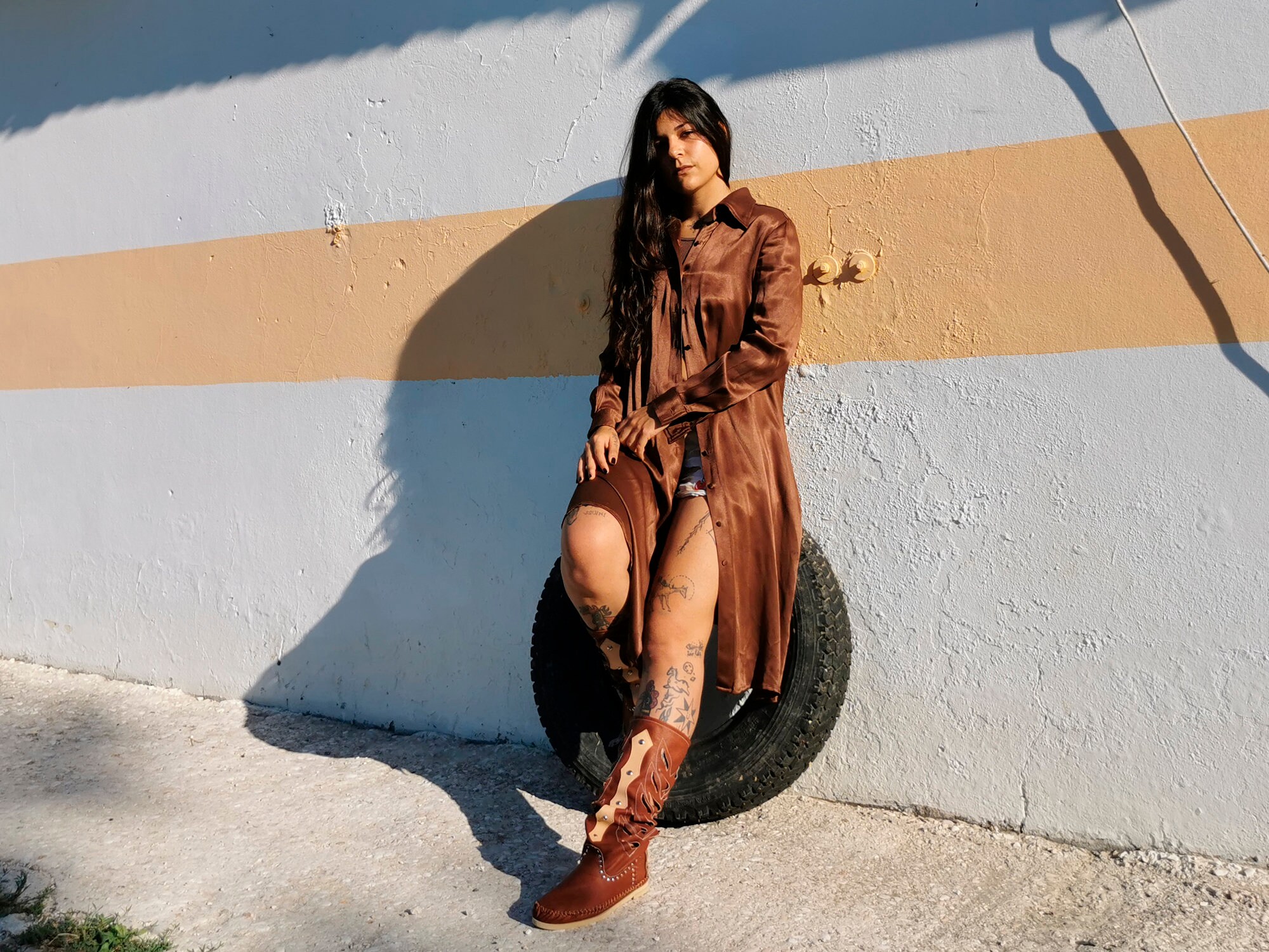 INDIANINI Botas Inca piel de becerro Botas gitanas Botas de montar