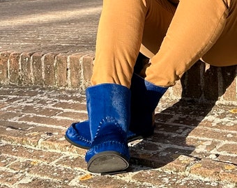 PONY - Blue pony skin ankle boots - winter discounts - handmade ankle boots - made in Italy