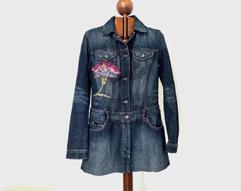 Preciosa gabardina vaquera para mujer GAS / vintage años 90 / Talla M / funda de vestido vaquera / chaqueta vaquera mujer / abrigo mujer GAS