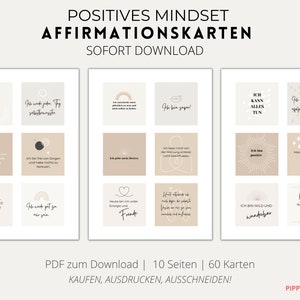 60 cartões de afirmação positiva - conjunto de cartões de afirmação - atenção plena - mediação - amor próprio