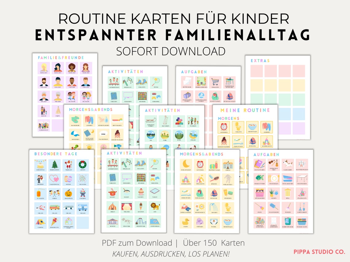 Routine Karten für Kinder - Montessori Kinderplaner - Aufgabenplan ...