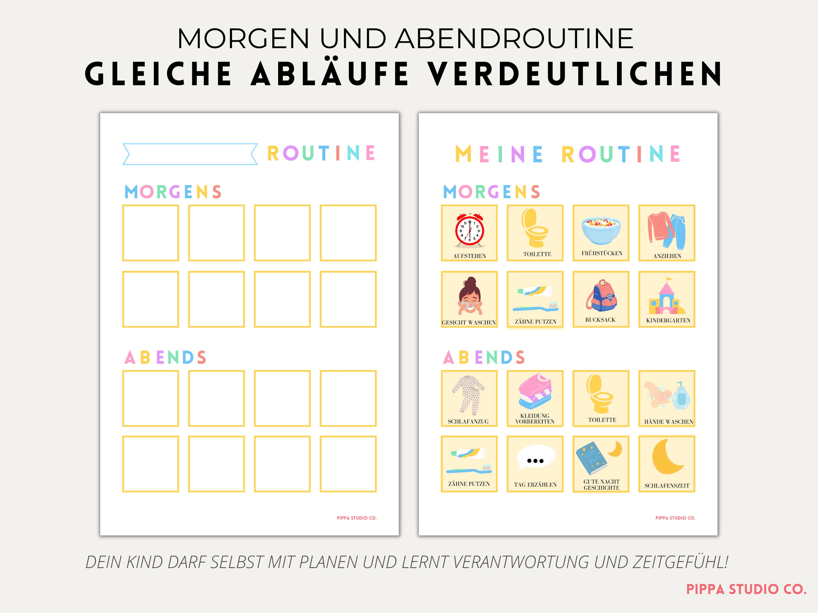 Routine Karten für Kinder - Montessori Kinderplaner - Aufgabenplan ...