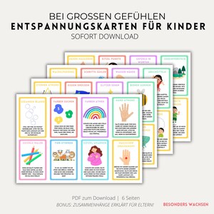 Relaxation cards for children – regulating feelings, emotionally strong children, meltdown, regulating emotions children