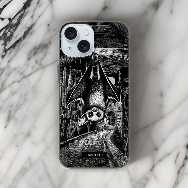 Nocturnal | Phone Case - Eco-Friendly, Bio Degradable, Multiple Sizing, Vampire Bat, Castle Design, Scratch and Shock Resistant Phone Case