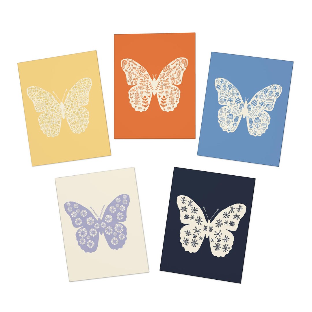 Butterfly Greeting Card Set (5-pack) | Elegant All-occasion Cards With ...