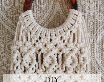 DIY Macrame Market Bag Pattern with Instructional Pictures, Macrame Tutorial, Macrame Purse, How to Macrame Pattern and Tutorial