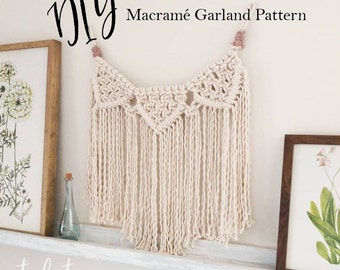 DIY Macrame Garland Pattern, Macrame Tutorial, Wall Tapestry Pattern, How to Macrame, Instant Download, Modern Macrame