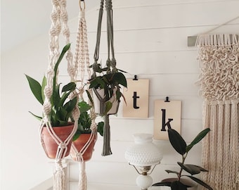 DIY macramé-planthangerpatroon, macramé-tutorial, plantenhanger how-to, instant download, macramépatronen, modern macramépatroon