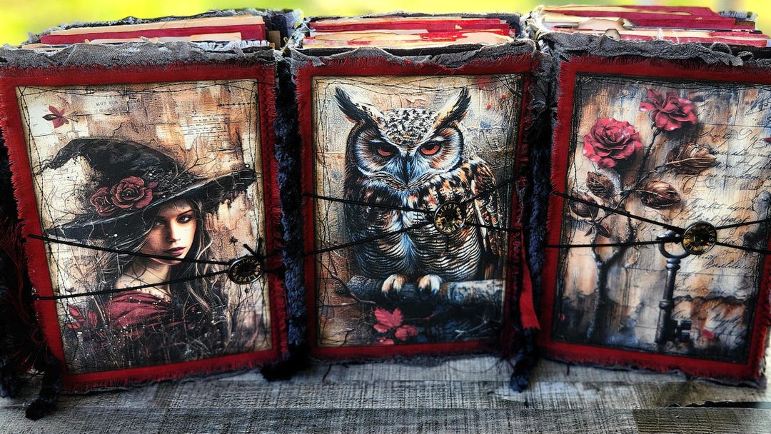 Gothic Grungy Junk Journals Black Red Chunky Grunge - Etsy