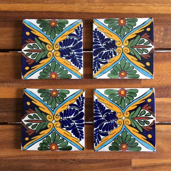 Mexican tile coasters, set of coasters, host or hostess gift, gift under 20