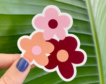Daisy Sticker, Retro, 3x2.6in, Waterproof Vinyl Sticker for Laptops, Phones, Water Bottles, Planners, Bullet Journals