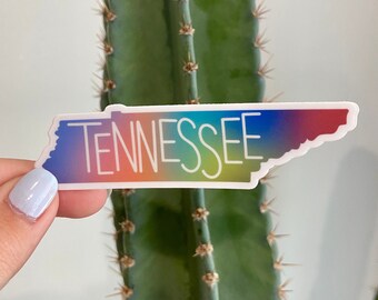 Rainbow Tennessee Sticker, 3.5x1in, Waterproof Vinyl Sticker for Laptops, Phones, Water Bottles, Planners, Bullet Journals