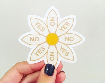 Daisy Sticker, Loves Me, Loves Me Not, 3x3 in, Waterproof Vinyl Sticker for Laptops, Phones, Water Bottles, Planners, Bullet Journals